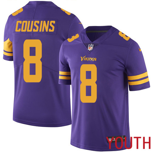 Minnesota Vikings 8 Limited Kirk Cousins Purple Nike NFL Youth Jersey Rush Vapor Untouchable